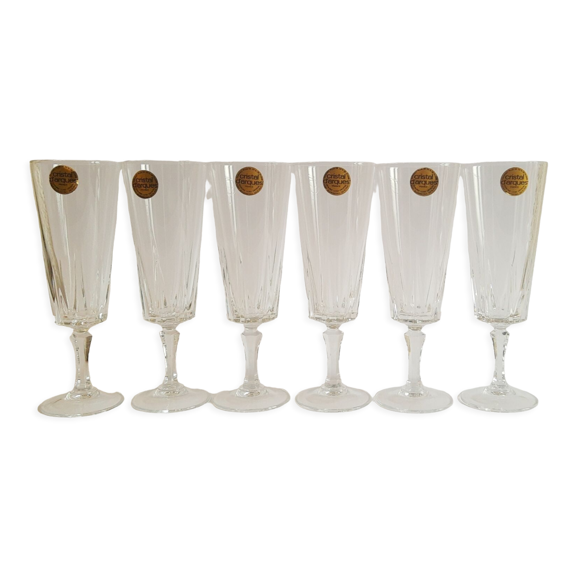 Set of 6 Cristal d'Arques 16cl Versailles vintage champagne flutes