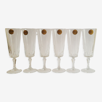 Set of 6 champagne flutes Cristal d'Arques 16cl Versailles vintage