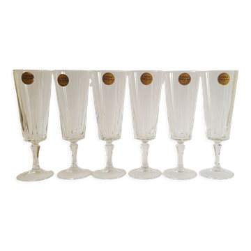 Set of 6 Cristal d'Arques 16cl Versailles vintage champagne flutes