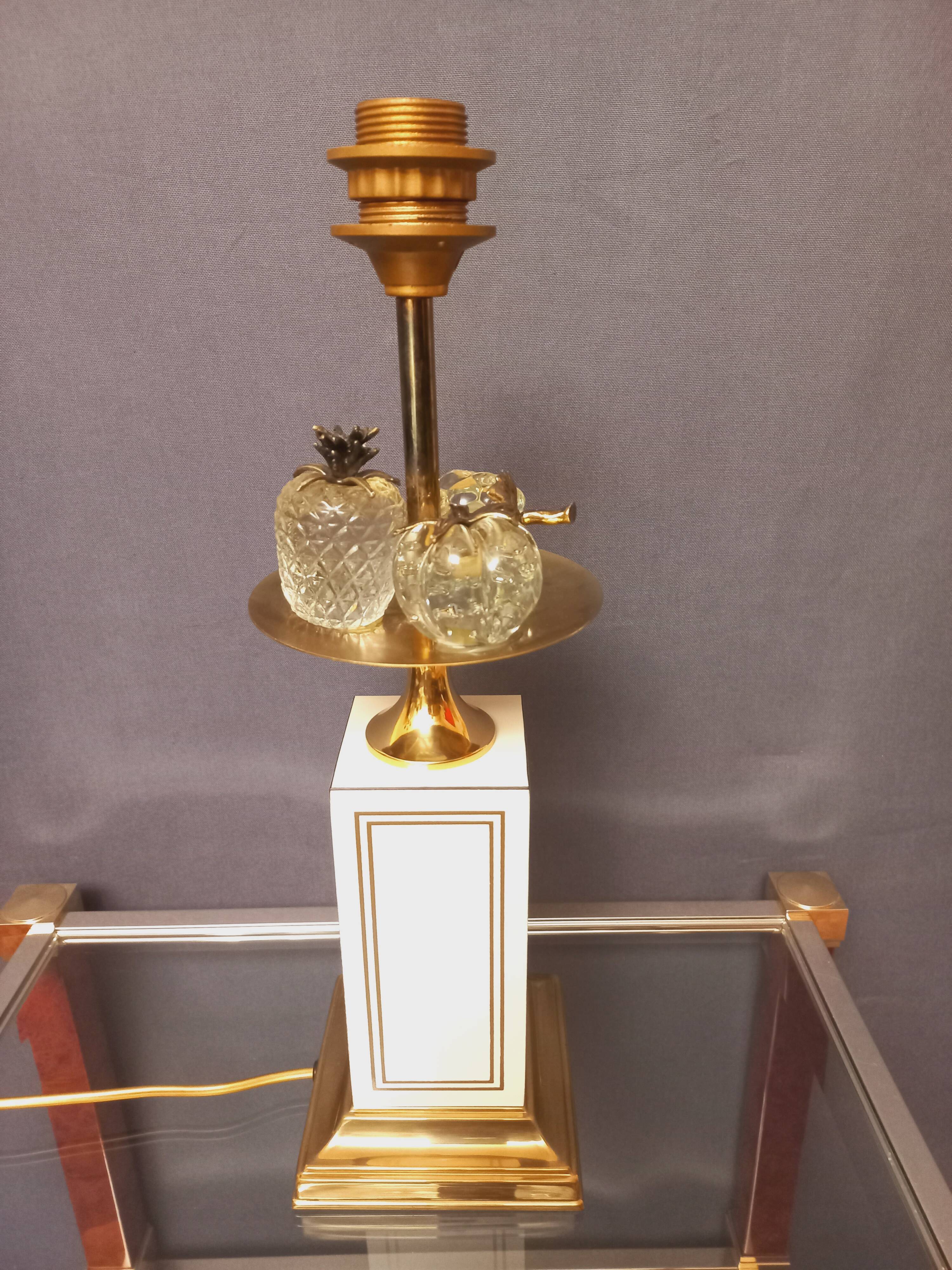 Large designer lamp in brass and ivory lacquer