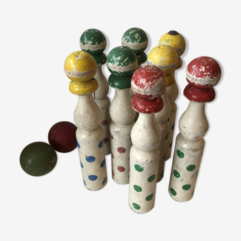 Jeu de quilles ancien jouet pour enfant en bois