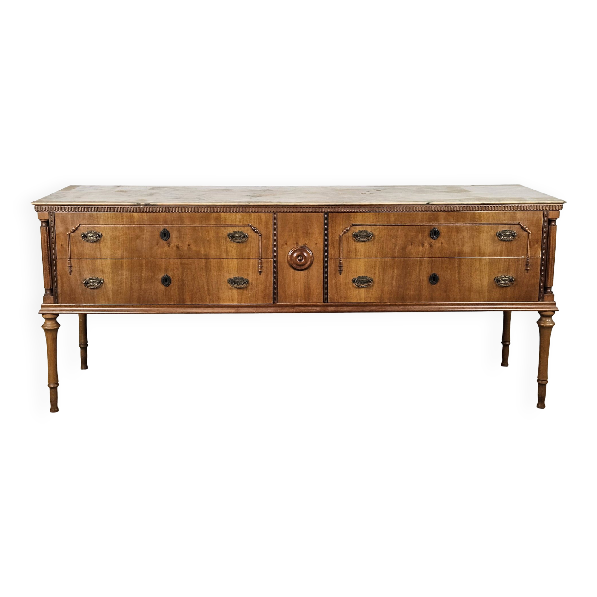 1980s chest of drawers with marble top and four drawers