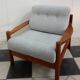 Teak danish chair with light grey upholstery