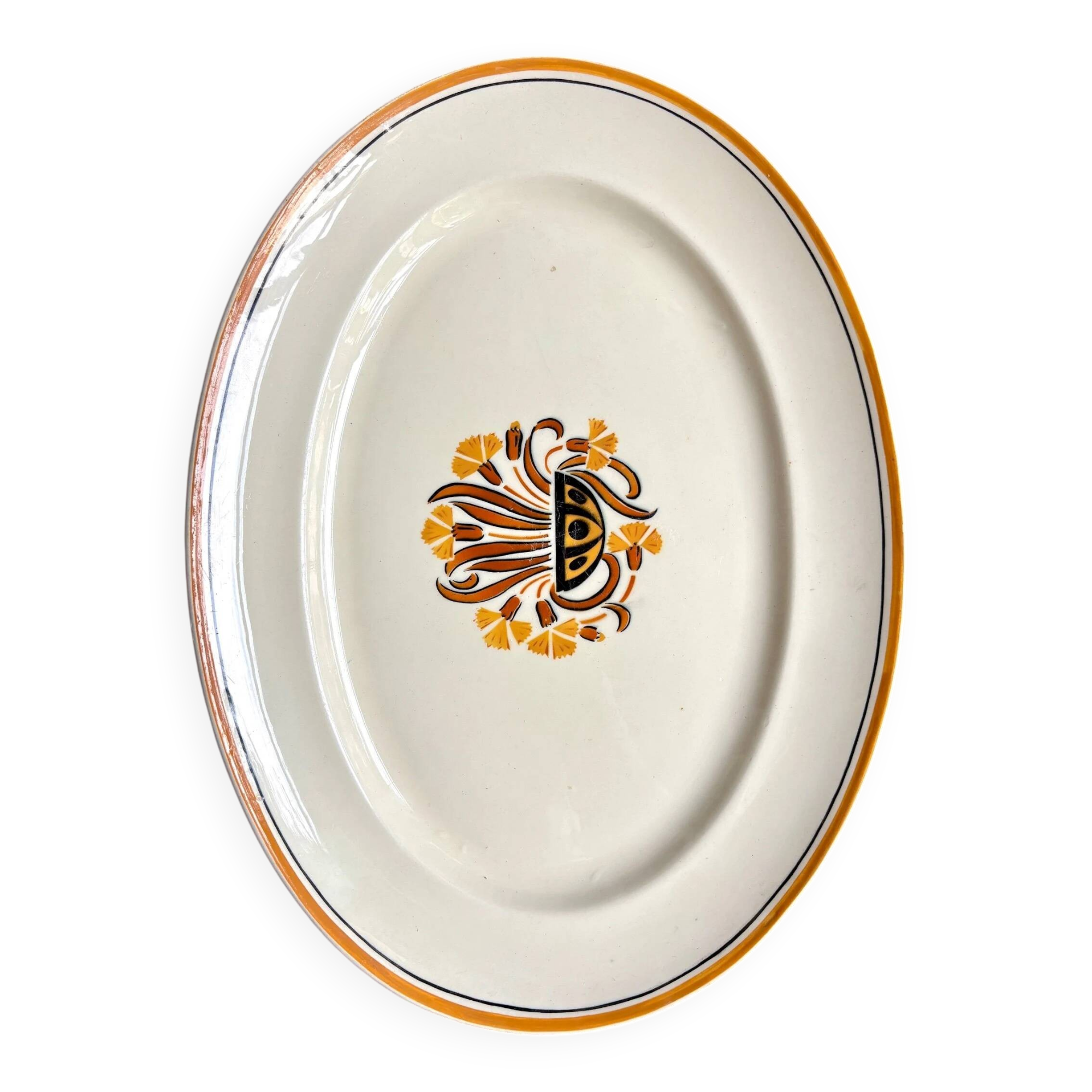 Creil & Montereau oval ironstone dish, "Oeillets" service