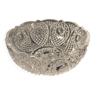 Vintage molded pressed glass salad bowl – Art Deco style