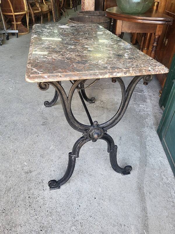 Table de bistrot marbre pied en fonte