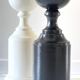 2 Vintage Black and White Turned Wood Lamp Bases