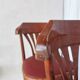 Mid-Century Thonet Style Bar Stools: Red Faux Leather Seat, Set of 2