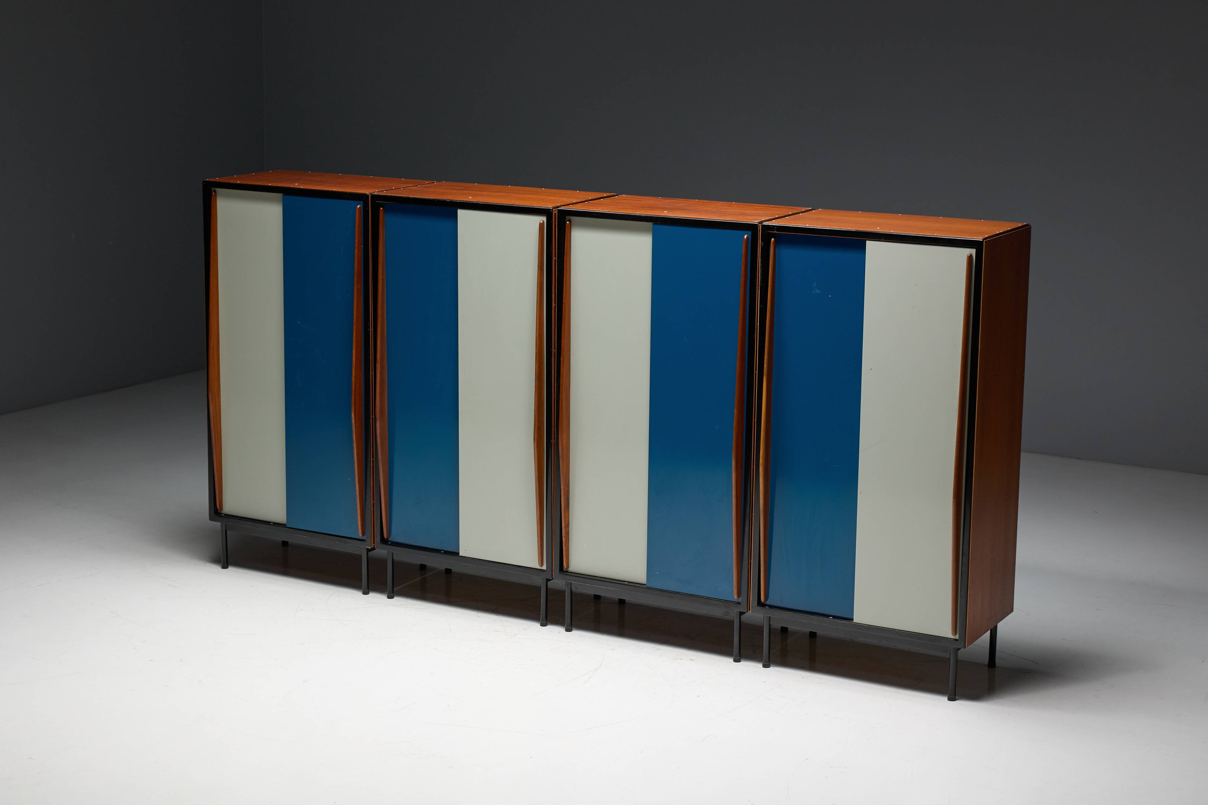 Modernist wardrobes by Willy Van Der Meeren for Tubax, Belgium, 1950s