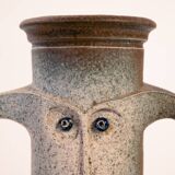 Brutalist ceramic vase with face by Dutch ceramist Rob den Tonkelaar 1970s