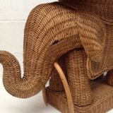 Vintage wicker elephant and rattan table