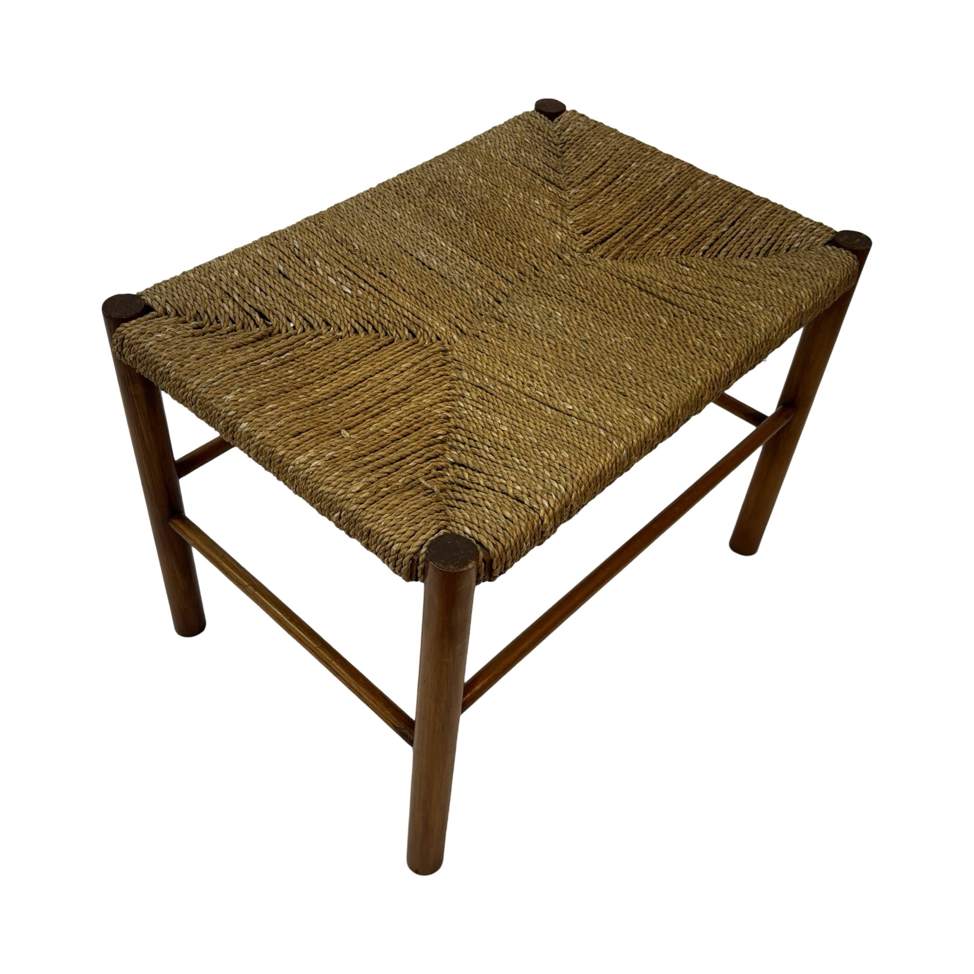 Vintage Stool Danish Papercord Rope Stool Mid Century Ottoman