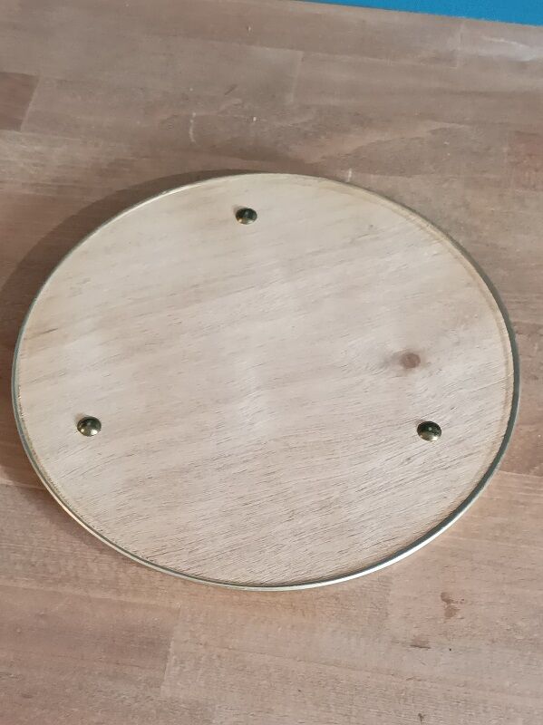 Mirror round surround patinated gilded brass metal