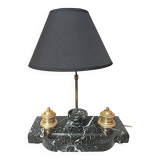 Marble and gilded bronze inkwell lamp