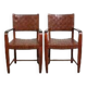 Set of 2 Schuitema design shaker chairs with seat and back in woven leather