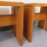 Pair of vintage Charlotte Perriand Les Arcs stools in pine from the 60s 70s