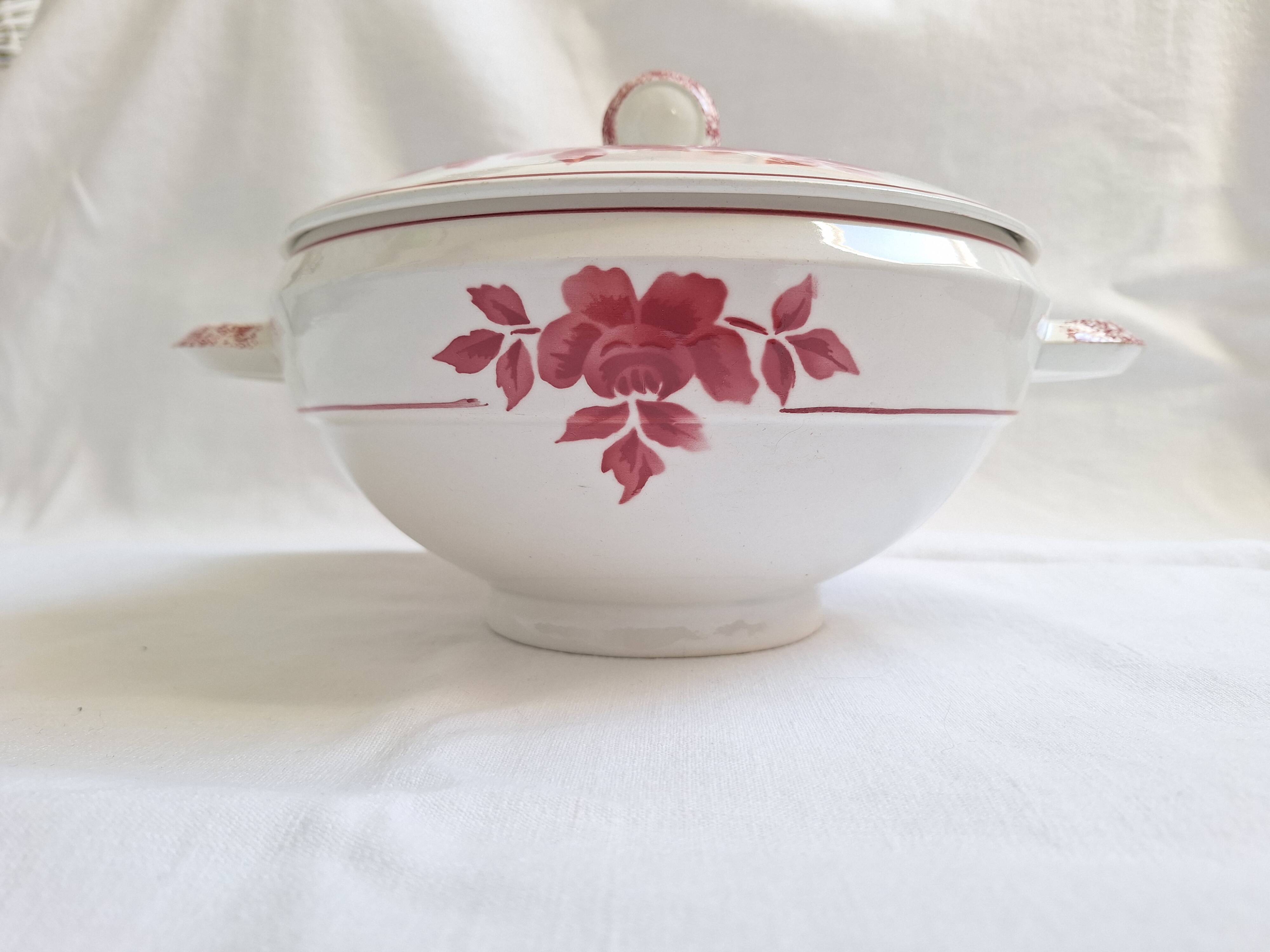 Soupière Badonviller rose