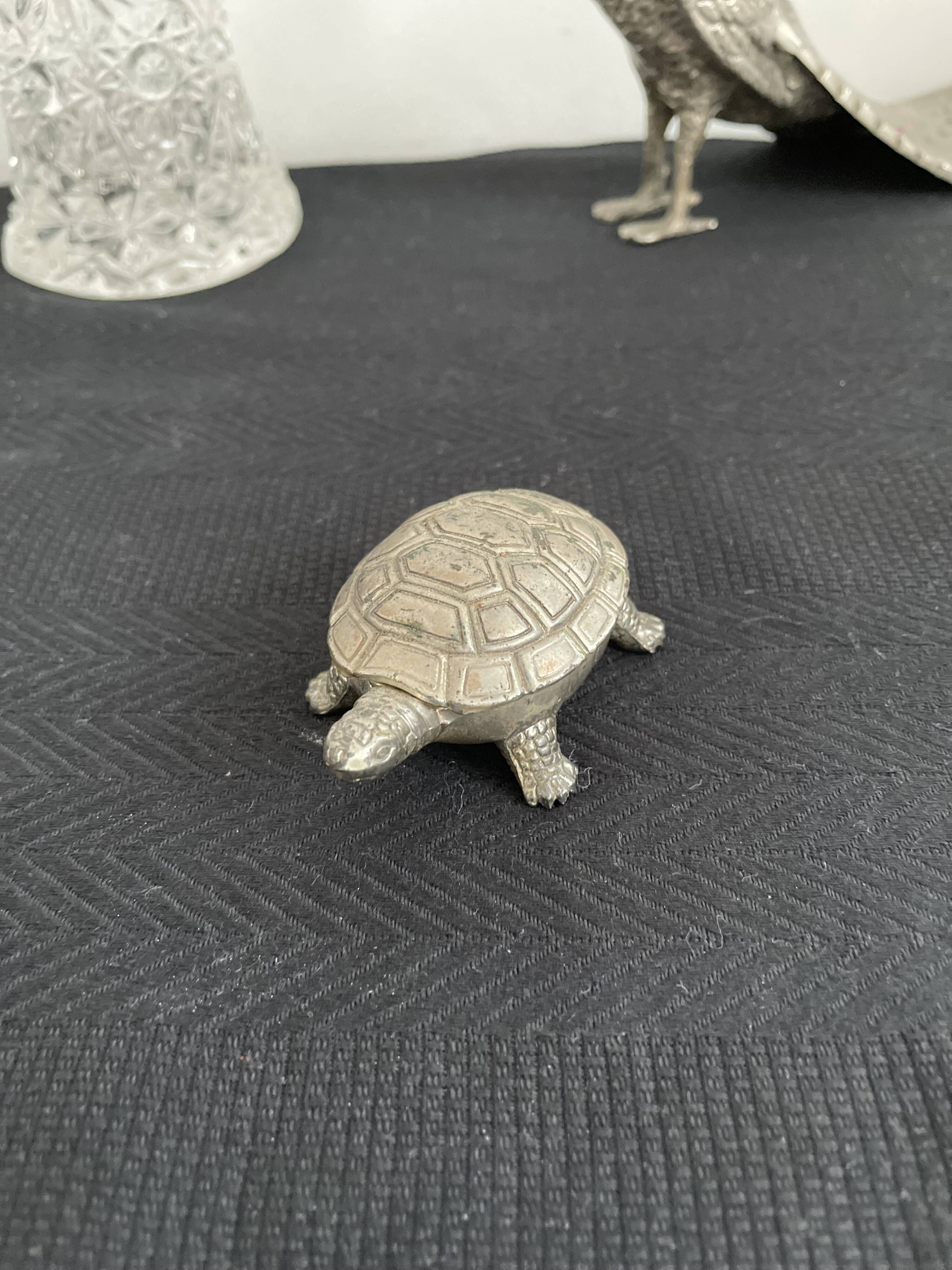 Ancient tortoise in silver metal