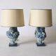 Italian carved wood & stucco table lamps, 1960s, set of 2