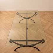 Table basse classique en fer forgé et verre