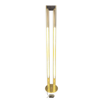 Lampadaire en tube de laiton vintage, années 1980