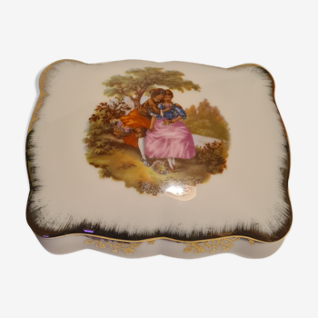 Limoges porcelain box décor gallant scene