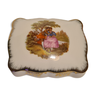 Limoges porcelain box décor gallant scene