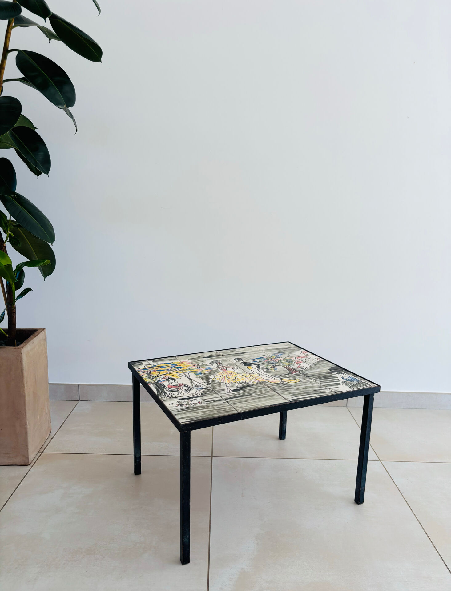 Vintage Mid-Century ceramic coffee table – Signed SAMMIE – 1970s