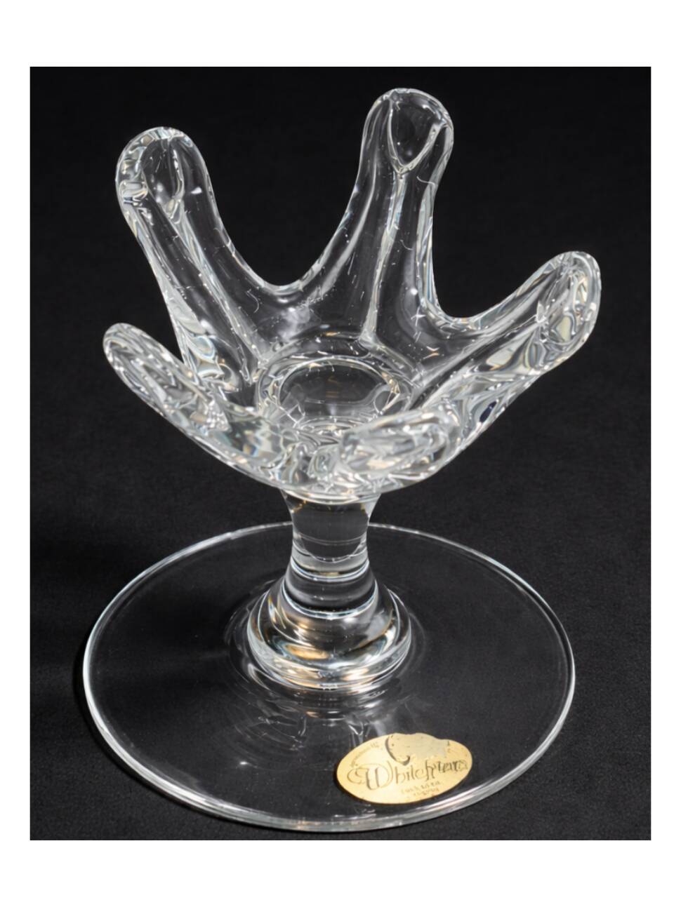 Pair of Whitefriars candlesticks – Crystal 1960 – Mint condition with labels