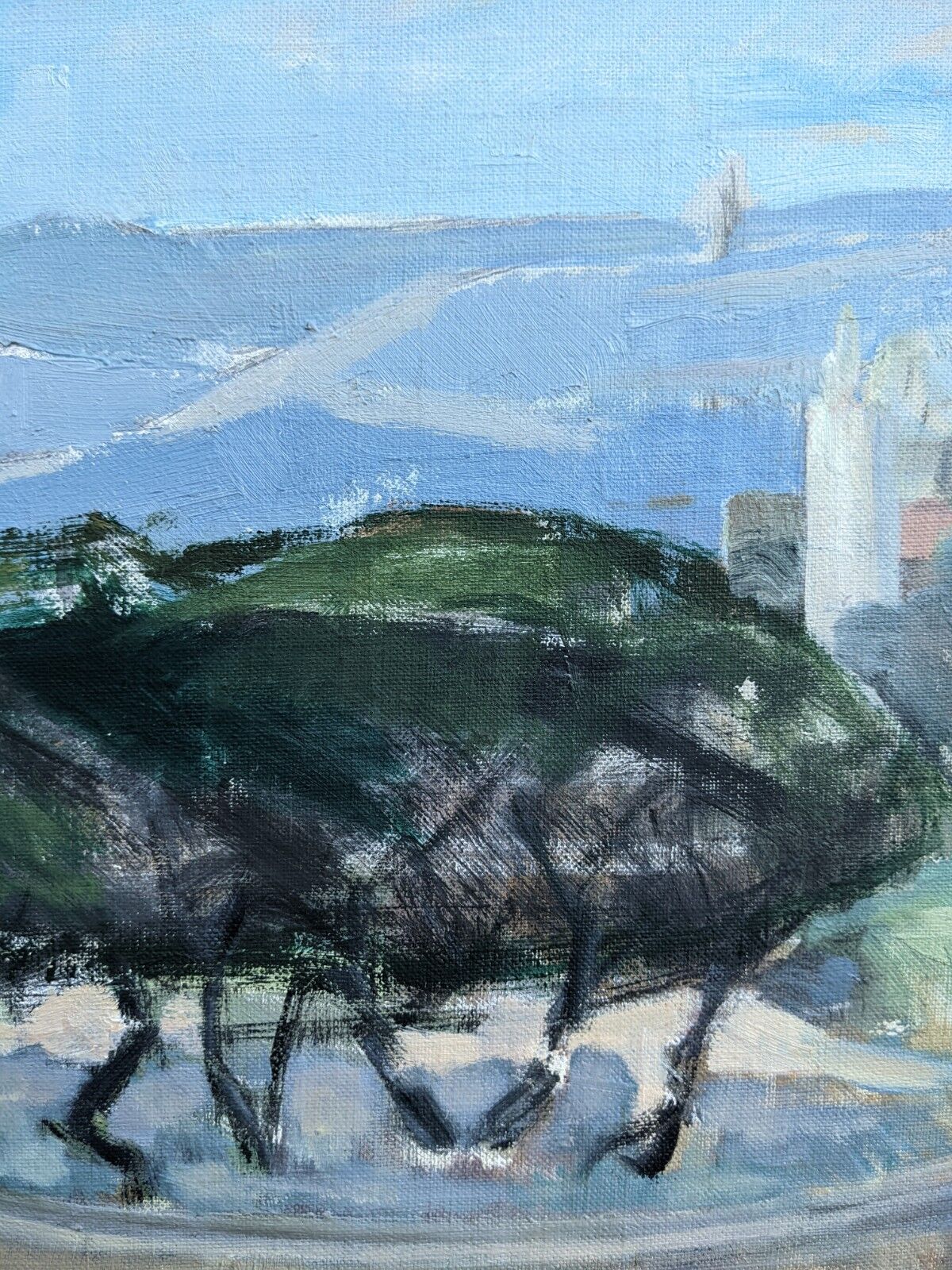 Vintage Mid-Century Modern "The Mediterranean" Swedish Coastal Scape Oil Painting, Framed