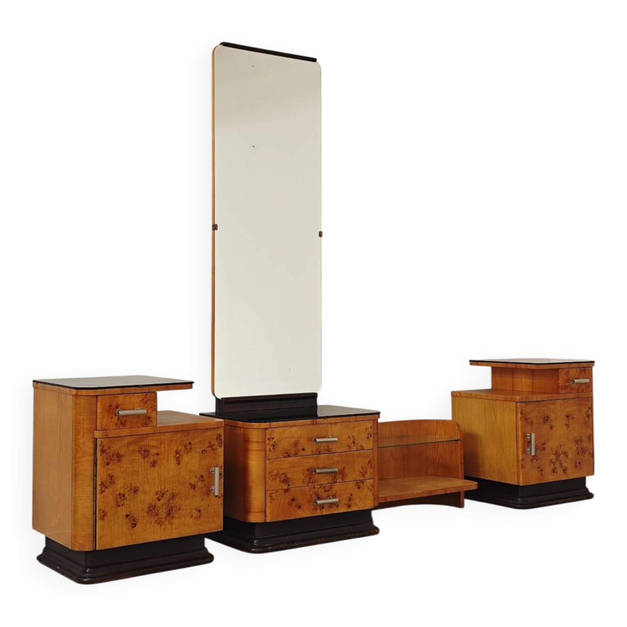 Jindrich Halabala dressing table and bedside tables for Up Zavody 1950