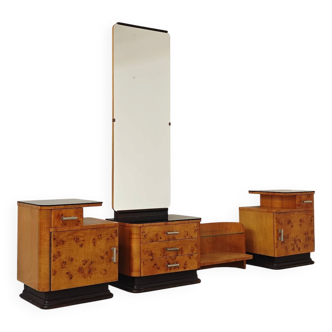 Jindrich Halabala dressing table and bedside tables for Up Zavody 1950