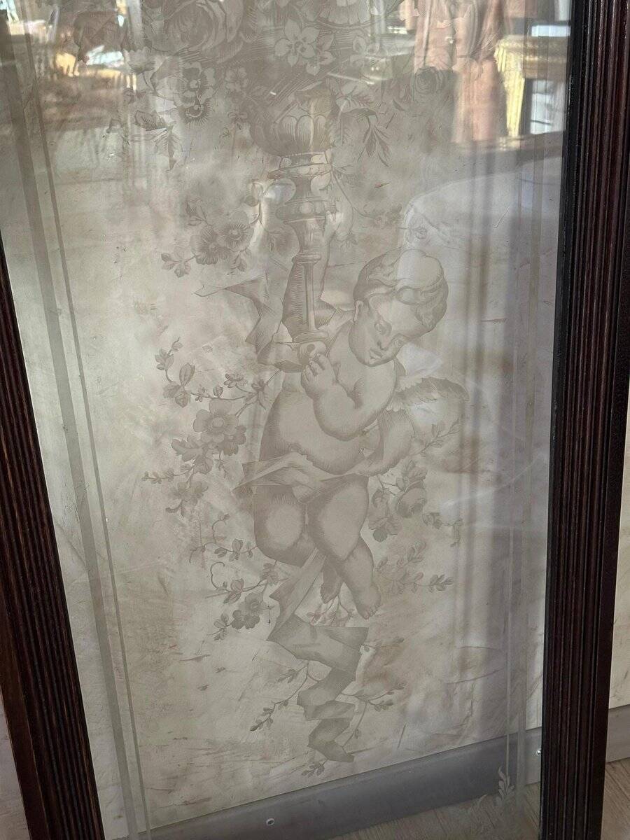 Etched glass door, 1890s