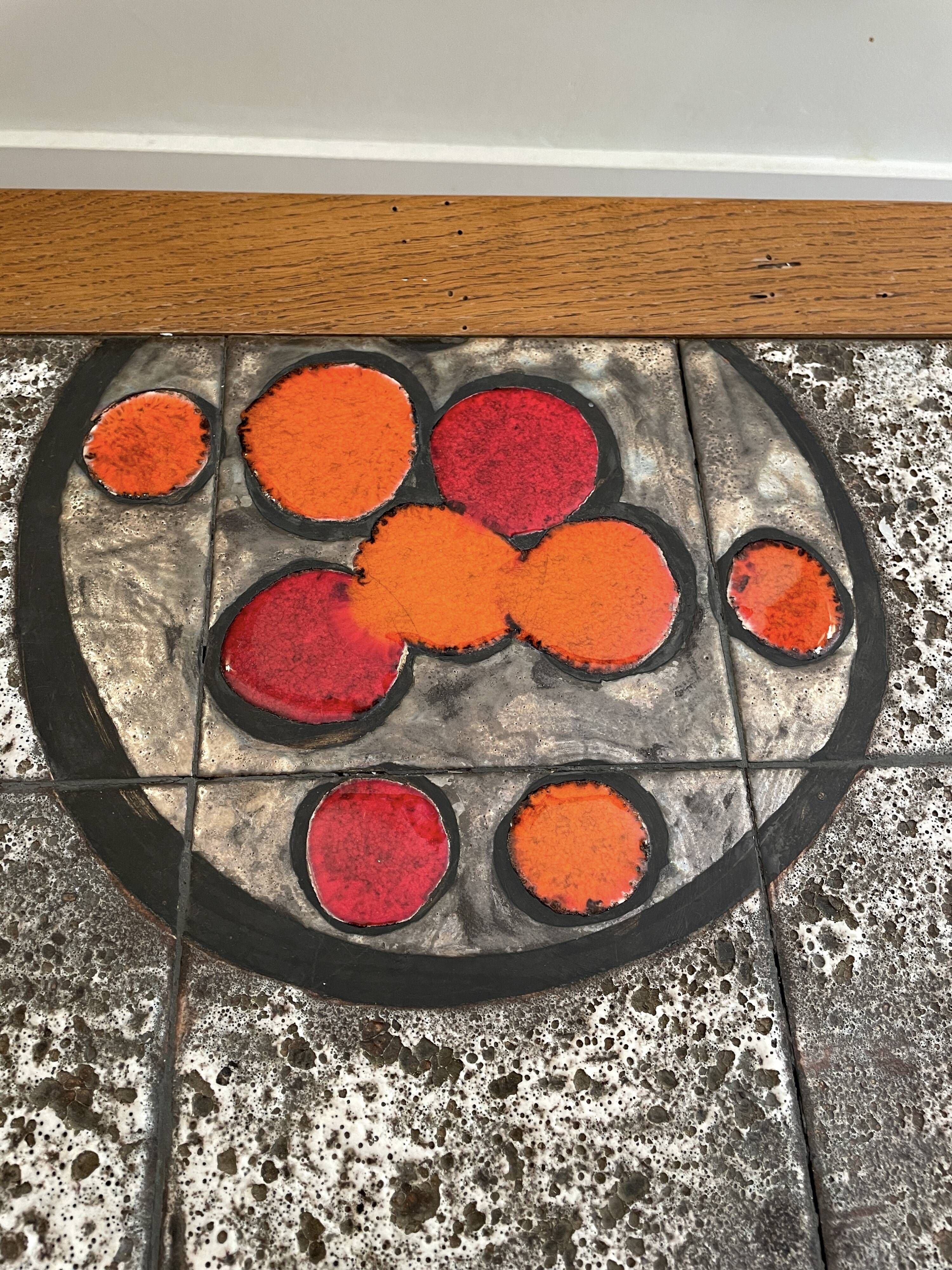 Ceramic coffee table with metal base by G. Reynaud Vallauris