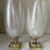 Paire de lampes nacrée style rougier design années 70