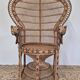 Fauteuil Emmanuelle "Peacock" vintage en rotin