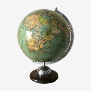 Globe terrestre verre 45cm Dietrich Reimer vintage 1961