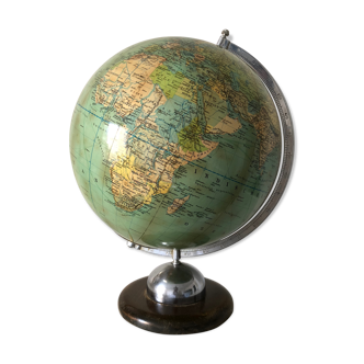 Globe terrestre verre 45cm Dietrich Reimer vintage 1961