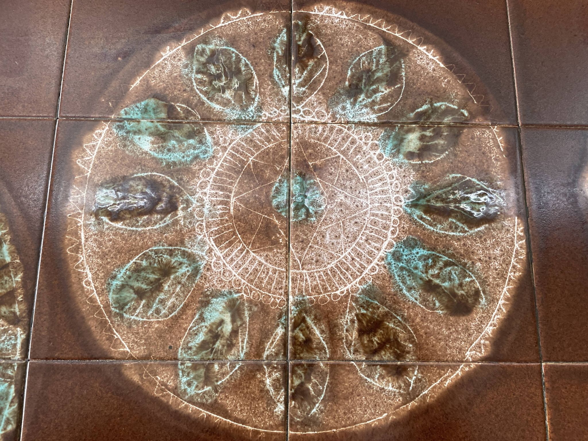 Coffee table in wood and ceramic attributed to Juliette Belarti alias Julien de Covemaeker