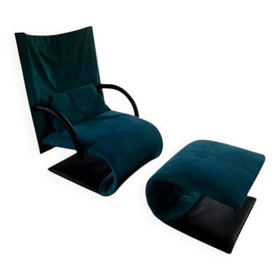 Rare Fauteuil Ligne Roset avec Ottoman - Circa 1970