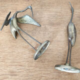 Couple herons in vintage brass