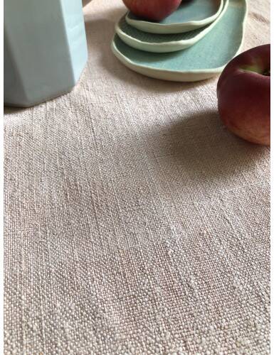 Antique Harvest Tablecloth in Pure Hemp Dyed Tea Rose