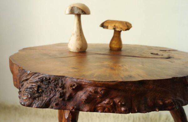 Table d'appoint, basse brutaliste en souche d'arbre