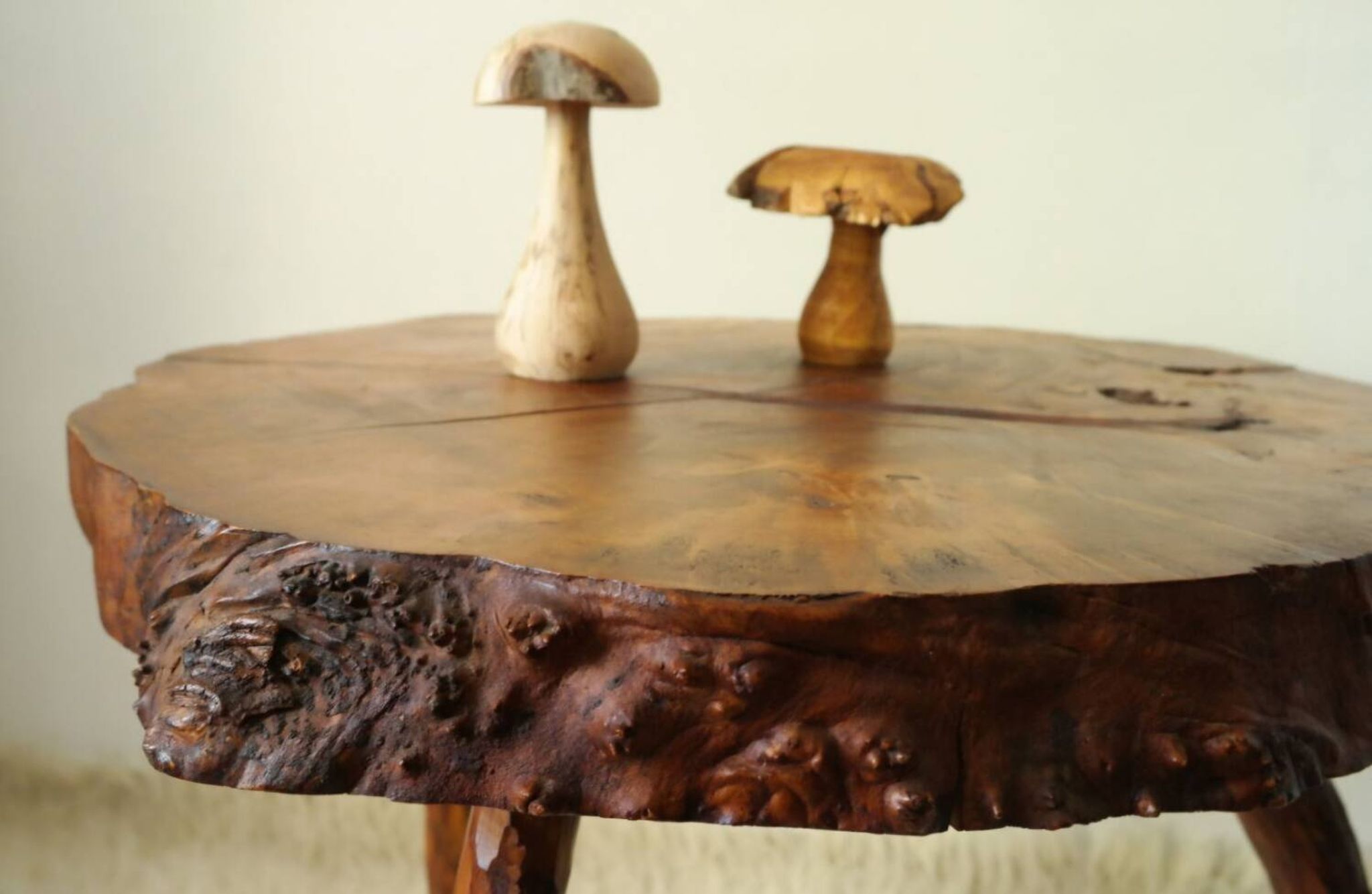 Side table, low brutalist tree stump.