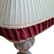 Lampada da Tavolo Vintage in Ceramica dipinta a mano e Velluto Bordeaux
