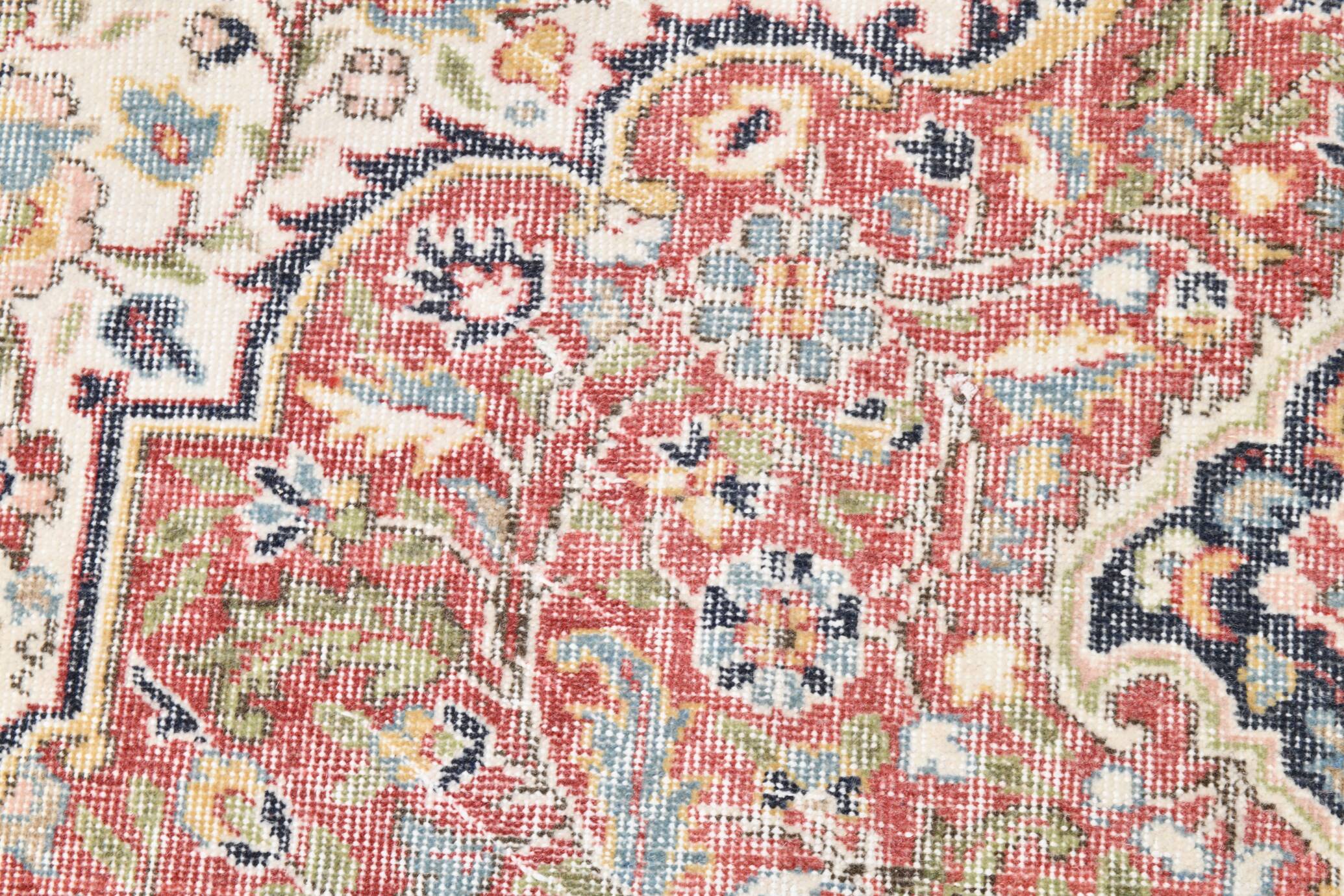 7x10 Vintage Salmon Pink & Navy Blue Vintage Persian Area Rug, 207x315 Cm