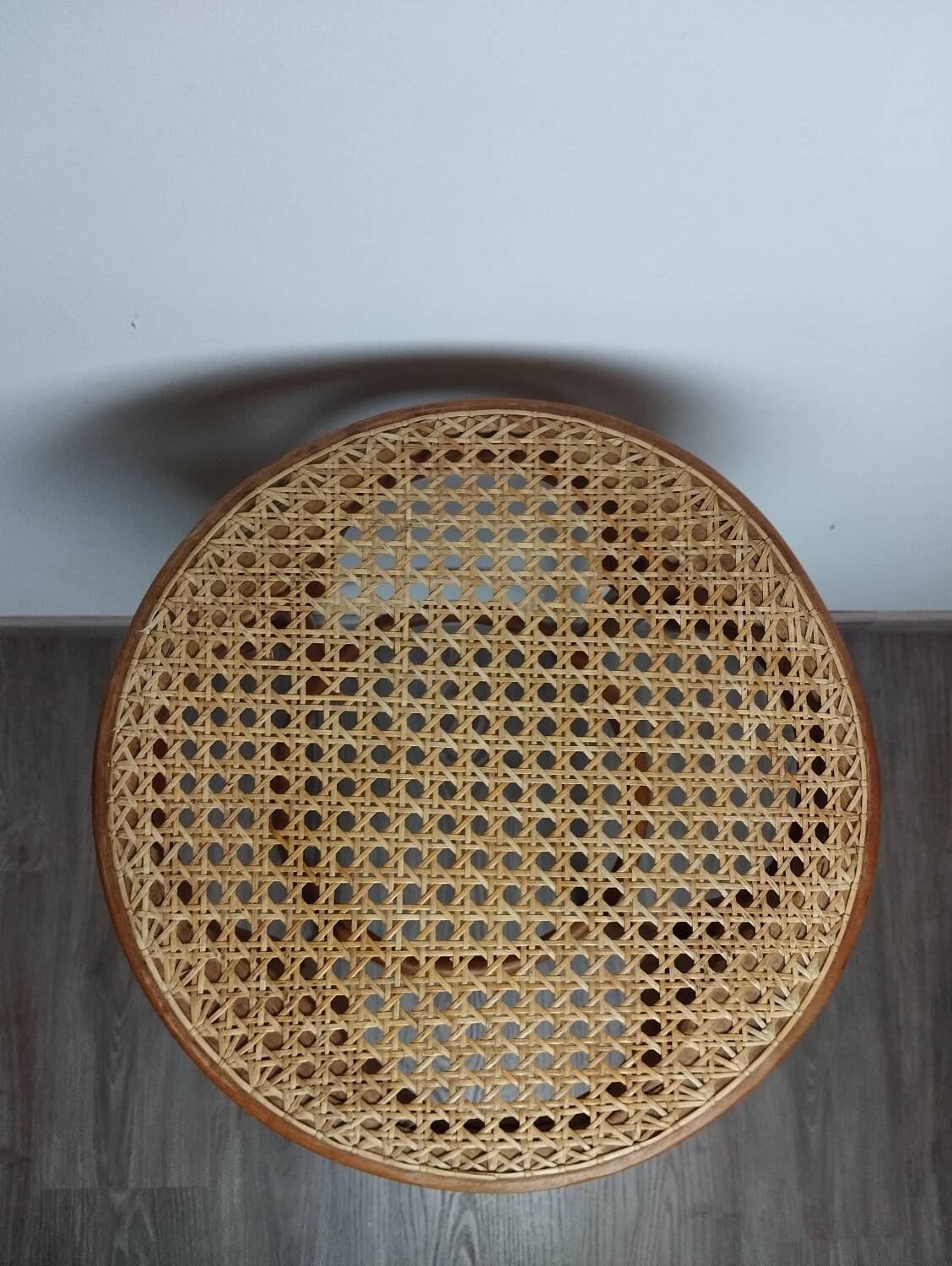 High stool with cane seat