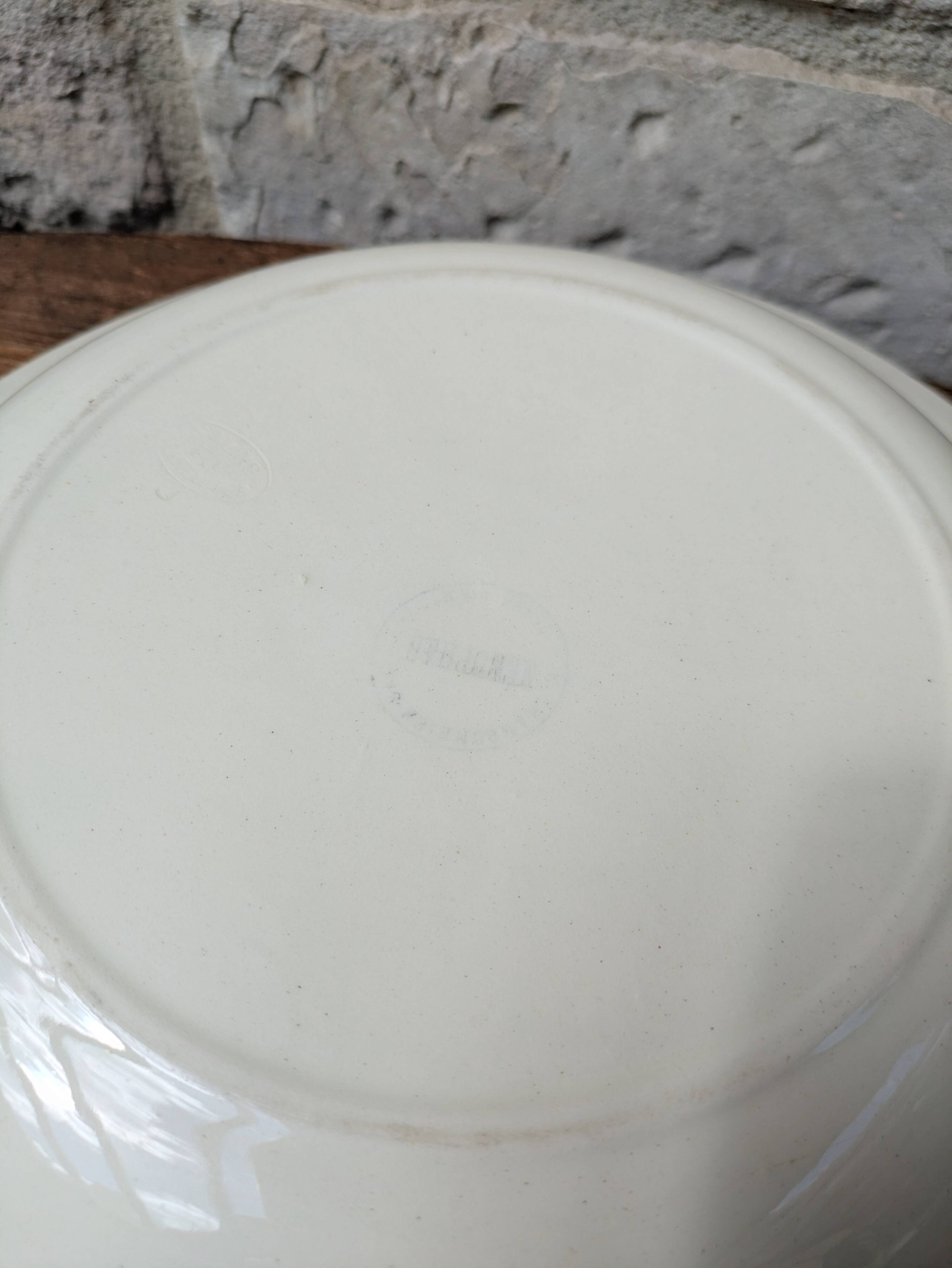 Round hollow serving dish in Salins earthenware model Nénuphar 28.5cm