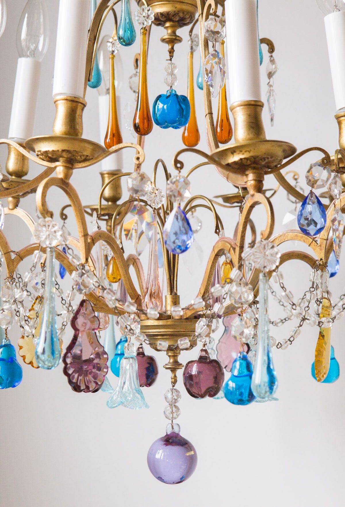 Large chandelier brass fruit crystal color 8 arms