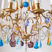 Grand lustre laiton fruits cristal couleur 8 bras